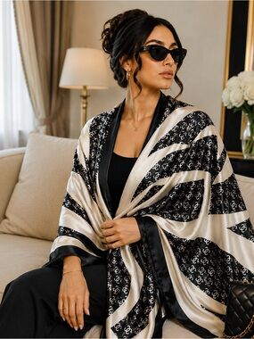 Luxury Silk Feel Scarf Shawl Wrap 180 x 90 cm | Elegant Oversized Fashion Scarf